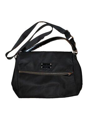 Kate Spade New York Black Nylon Fold-Over Bag Shoulder Strap Excellent Condition